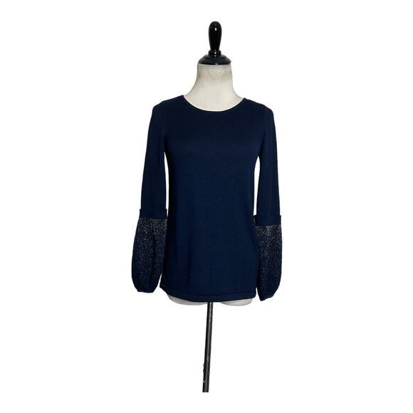 Kaia Collective navy blue long decorated sleeves sweater size XS - Picture 10 of 10